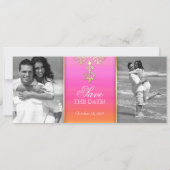 Foto bruiloft Noite Indian Pink Oranje Gold Save The Date (Achterkant)