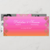 Foto bruiloft Noite Indian Pink Oranje Gold Save The Date (Voorkant / Achterkant)