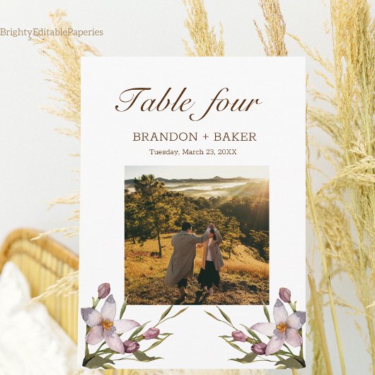 Foto Bruiloft Roze Bloem Tafel Nummer Kaart Notitiekaartje