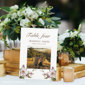 Foto Bruiloft Roze Bloem Tafel Nummer Kaart Notitiekaartje