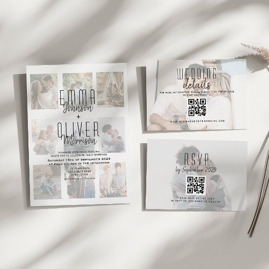 Foto bruiloft RSVP Kaart met QR-code