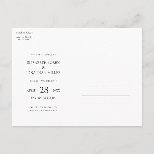 Foto Bruiloft Save the Date Briefkaart (Achterkant)