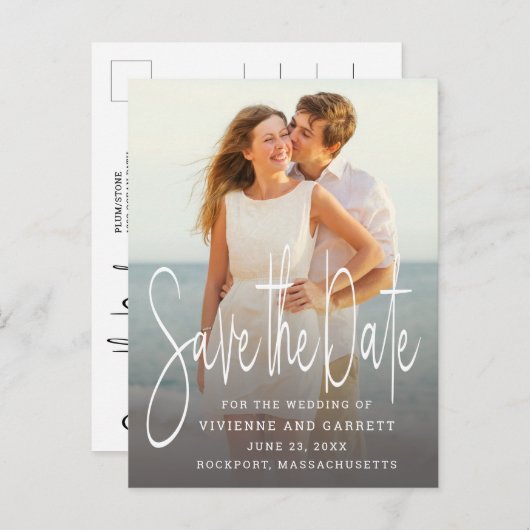 Foto Bruiloft Save the Date Briefkaart One Afbeeld (Voorkant / Achterkant)