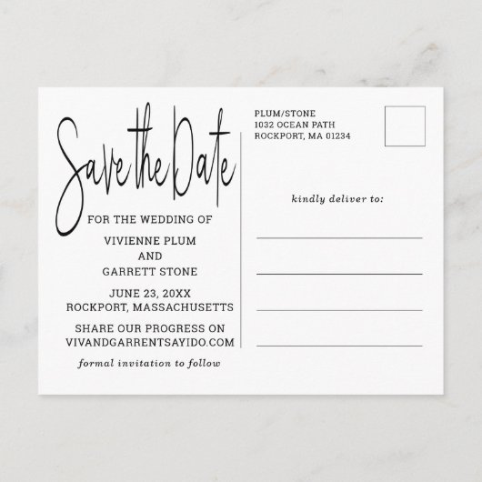 Foto Bruiloft Save the Date Briefkaart One Afbeeld (Achterkant)