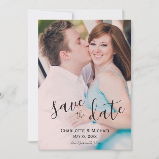 Foto Bruiloft Save The Date - Bruid en bruidegom Kaart (Voorkant)