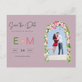 Foto Bruiloft Save the Date Roze Bloem Postkaart (Voorkant)