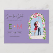 Foto Bruiloft Save the Date Roze Bloemrijke Postka Briefkaart (Voorkant)