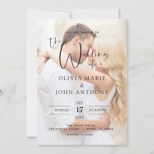 Foto bruiloft Simple Modern Elegant Kaart (Voorkant)