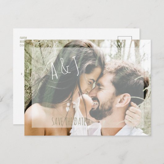 Foto bruiloft Slaat datum QR-code website op Aankondigingskaart (Voorkant / Achterkant)