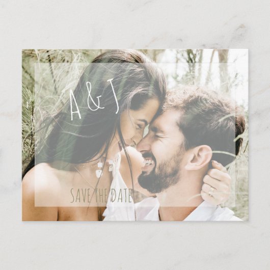 Foto bruiloft Slaat datum QR-code website op Aankondigingskaart (Voorkant)