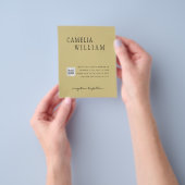 Foto bruiloft Uitnodiging QRCode RSVP Gold Yellow Flyer (Hand)