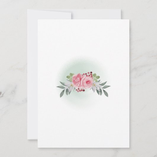 Foto bruiloft uitnodiging | Salie groen & Bloemen (Achterkant)