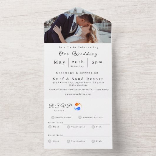 Foto Bruiloft uitnodiging-Twin Flame bruiloft them All In One Uitnodiging (Binnen)