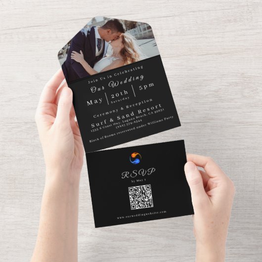 Foto Bruiloft uitnodiging-Twin Flame bruiloft them All In One Uitnodiging (Afscheurbaar)