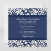 Foto-bruiloft-uitnodigingen Blue Cream Damask Kaart (Achterkant)