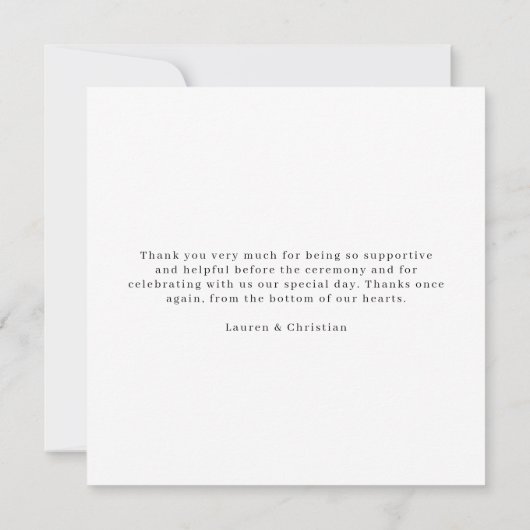 Foto Bruiloft Vierkant Dank u Kaart (Achterkant)