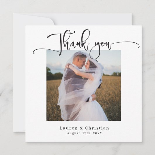 Foto Bruiloft Vierkant Dank u Kaart (Voorkant)