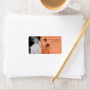 Foto bruiloft  vogelkooi Tangerine Damask Etiket