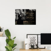 Foto bruiloft welkom bord elegante gouden script poster (Thuiskantoor)