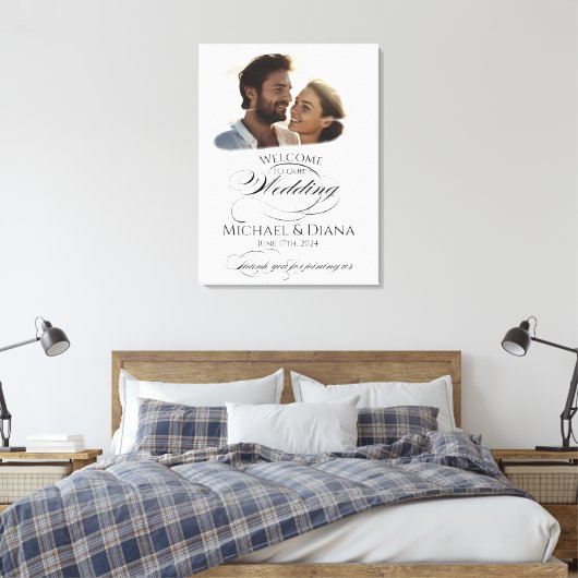 Foto bruiloft welkom teken elegante kalligrafie canvas afdruk (Insitu (Slaapkamer))