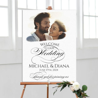 Foto bruiloft welkom teken elegante kalligrafie canvas afdruk