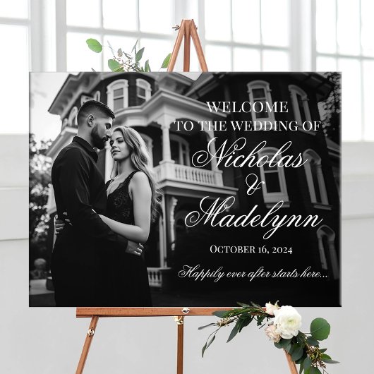 Foto bruiloft welkom teken elegante kalligrafie canvas afdruk