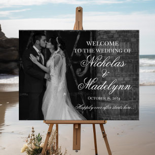 Foto bruiloft welkom teken elegante kalligrafie canvas afdruk