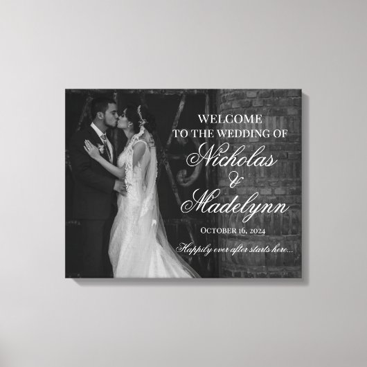 Foto bruiloft welkom teken elegante kalligrafie canvas afdruk (Voorkant)