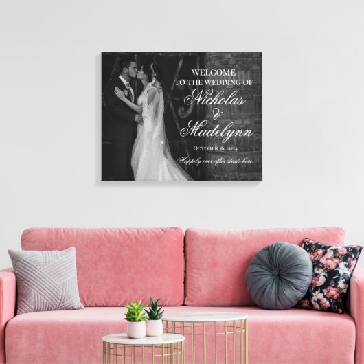 Foto bruiloft welkom teken elegante kalligrafie canvas afdruk (Insitu (Woonkamer))