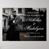 Foto bruiloft welkom teken elegante kalligrafie poster (Voorkant)