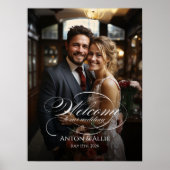 Foto bruiloft welkom teken elegante kalligrafie poster (Voorkant)