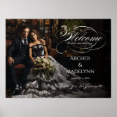 Foto bruiloft welkom teken elegante kalligrafie poster (Voorkant)
