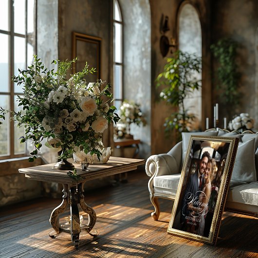 Foto bruiloft welkom teken elegante kalligrafie poster