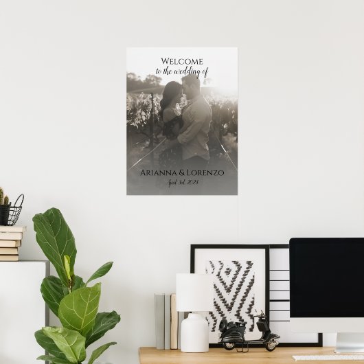 Foto bruiloft welkom teken elegante kalligrafie poster (Thuiskantoor)