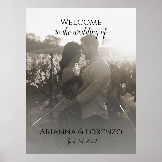 Foto bruiloft welkom teken elegante kalligrafie poster (Voorkant)