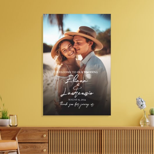 Foto bruiloft welkom teken moderne kalligrafie canvas afdruk (Insitu (Woonkamer))