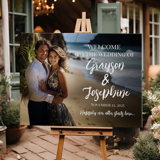 Foto bruiloft welkom teken moderne kalligrafie poster