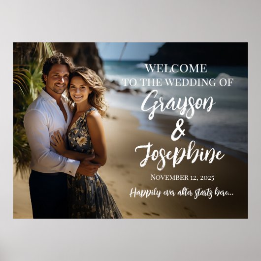 Foto bruiloft welkom teken moderne kalligrafie poster (Voorkant)