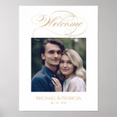 Foto bruiloft welkomstbord elegante gouden kalligr poster (Voorkant)