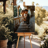 Foto bruiloft welkomstbord & elegante kalligrafie canvas afdruk