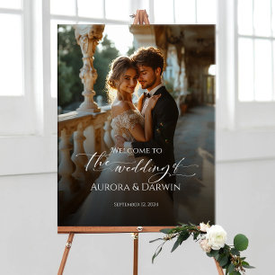 Foto bruiloft welkomstbord & elegante kalligrafie canvas afdruk