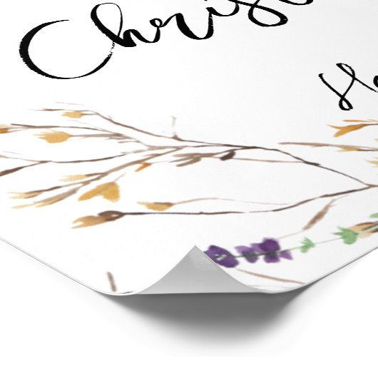 Foto bruiloft welkomstbord met wilde bloemen poster (Hoek)