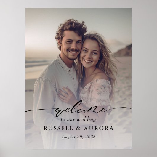 Foto bruiloft welkomstbord, moderne kalligrafie poster (Voorkant)