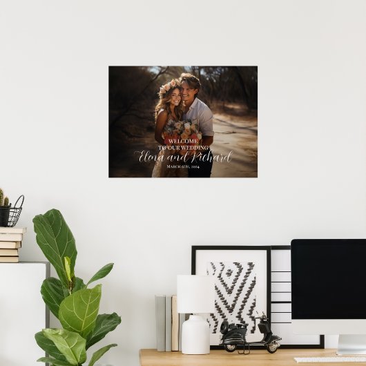 Foto bruiloft welkomstteken elegant script poster (Thuiskantoor)