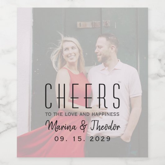 Foto bruiloft wijn fles label wijn etiket (Enkel label)