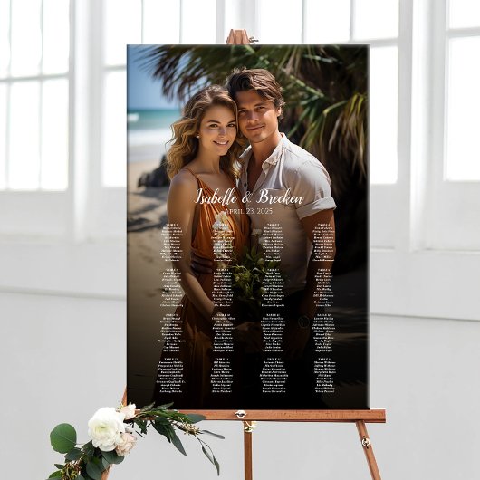 Foto bruiloft zitgrafiek elegante 16 tafels poster
