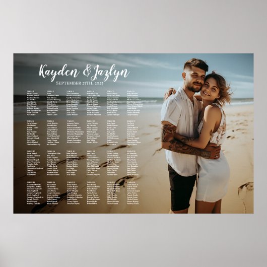 Foto bruiloft zitkaart elegante zitplattegrond poster (Voorkant)