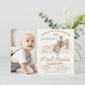Foto Bruin  Cowboy Rodeo 1st Birthday Kaart (Staand voorkant)