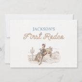 Foto Bruin  Cowboy Rodeo 1st Birthday Kaart (Achterkant)