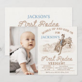 Foto Bruin  Cowboy Rodeo 1st Birthday Kaart (Voorkant / Achterkant)